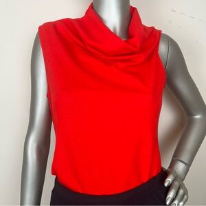 Helmet Lang S Red Sleeveless Cowl Neck Lightweight Soft Wool Top. Chest 34